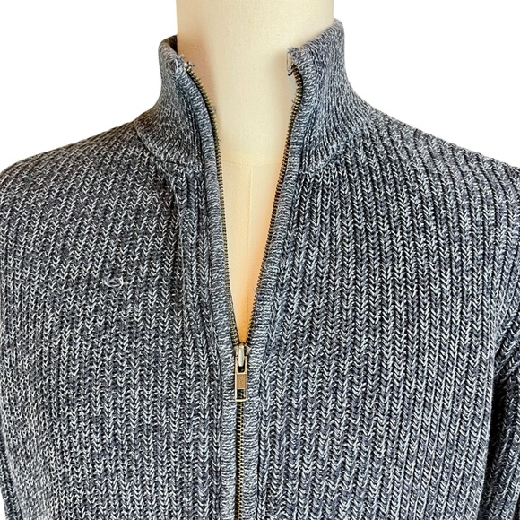 LL BEAN Blue Full Zip Sweater Cardigan Sz M Men's Jacket Marled Cotton  Casual - Picture 9 of 14